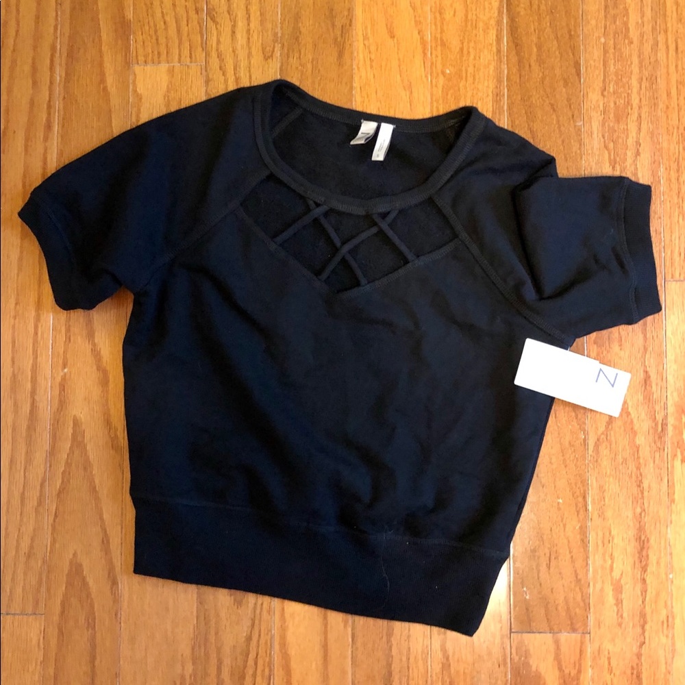 Black thick cotton crop top